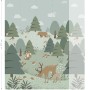 ESTAhome Fototapete Wald mit Tieren, 200x279cm, grüne Vliestapete für Kinderzimmer.