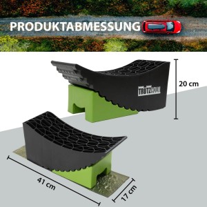 TRUTZHOLM Auffahrkeile 2-teilig mit Unterlegmatte für PKW, SUV, Wohnmobil. Höhenausgleich bis 13,5 t.