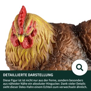 VERDOBA Wetterfeste Gartenfiguren Braunes Huhn