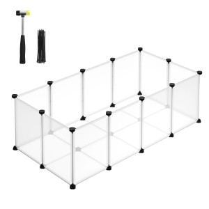 Feandrea Freigehege mit Bodenplatten 125 cm x 63 cm x 42 cm Weiß