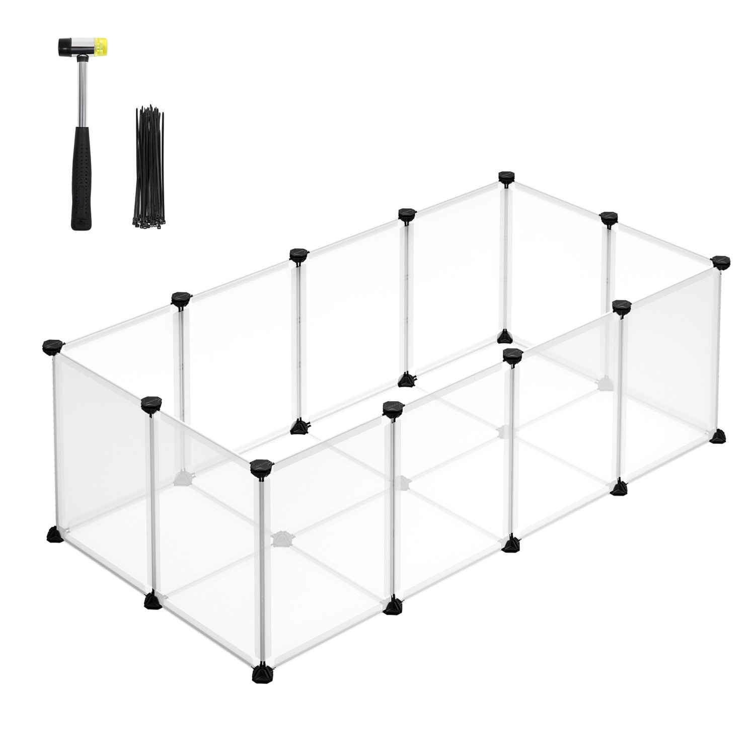 Feandrea Freigehege mit Bodenplatten 125 cm x 63 cm x 42 cm Weiß