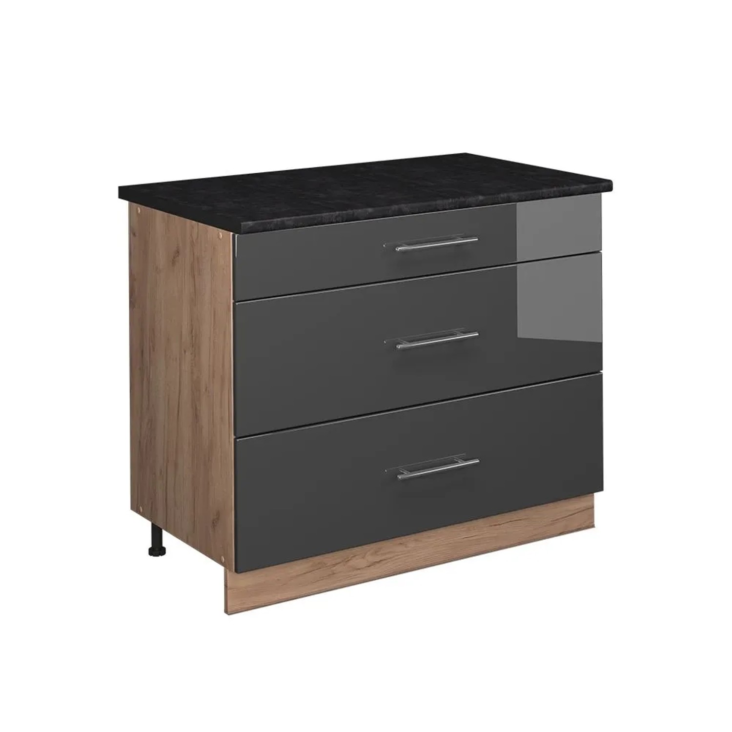 Vicco Küchenunterschrank Fame-Line Anthrazit Hochglanz/Goldkraft Eiche 100 x 82 AP Anthrazit Art Nr 62036