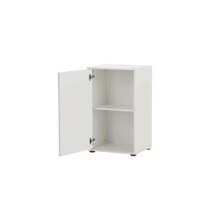 Weißer PROREGAL Aktenschrank mit offener Tür, 2 Fächern und 1 Flügeltür.