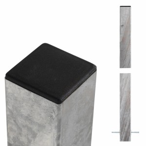 Feuerverzinkter Stahl Zaunpfosten, 8x8x268cm, mit schwarzer Abdeckung. Zubehör für Zaunbau.