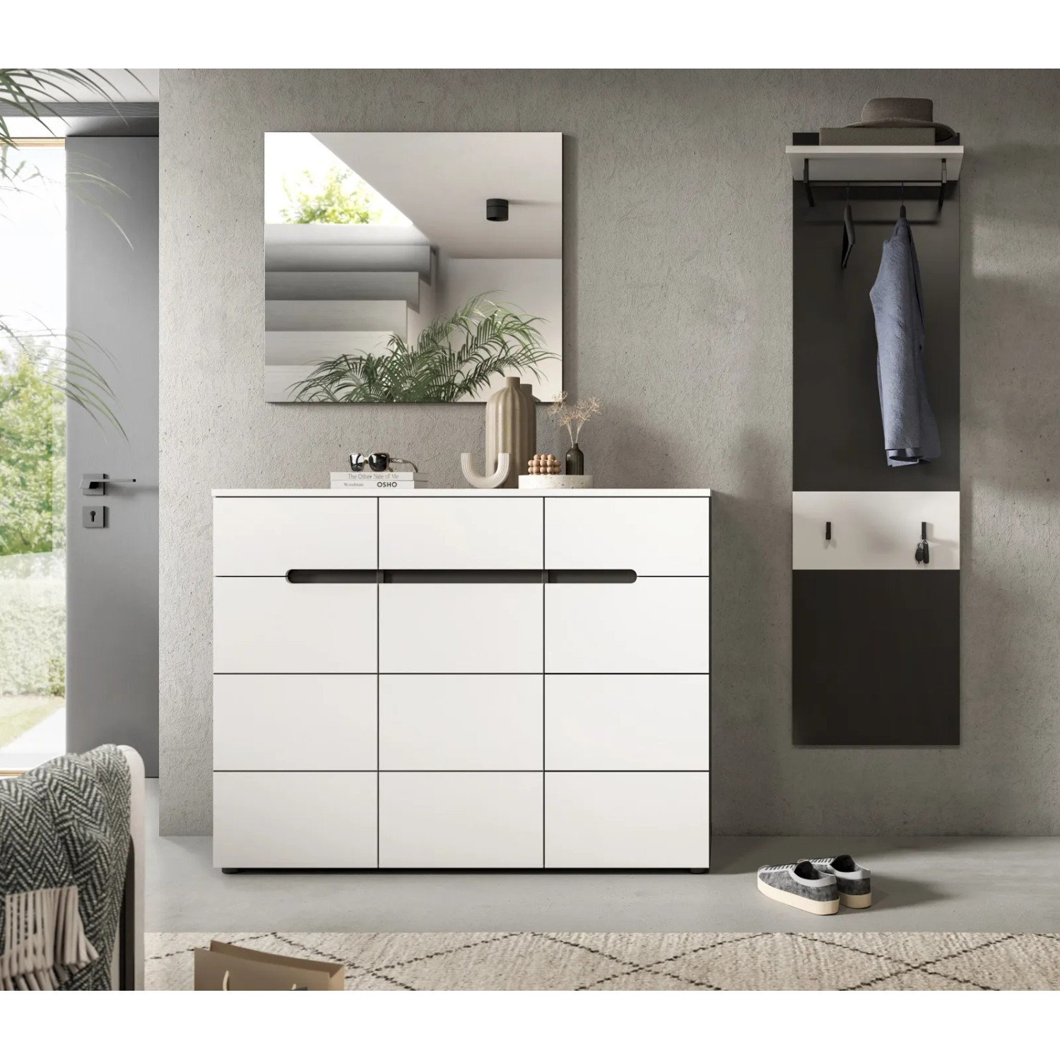 Inn.Furn Schuhkommode in Weiß und Grau 120 cm Cooper_7