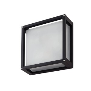 Moderne, schwarze Lucande Außenwandleuchte Aurelien mit Bewegungsmelder.