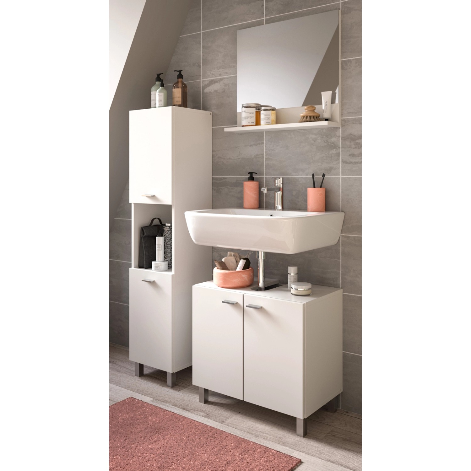 Inn.Furn Badmöbel-Set 3-teilig 100 cm Weiß Hängend oder Stehend Lowell günstig online kaufen