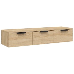 Wandschrank Sonoma-Eiche aus Holzwerkstoff, 3 Schubladen mit schwarzen Griffen. Ideal für Wohnzimmer.