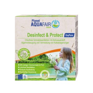 Planet Aquafair Desinfect & Protect Oxypure für chlorfreie Pool Desinfektion und Algenvorbeugung.