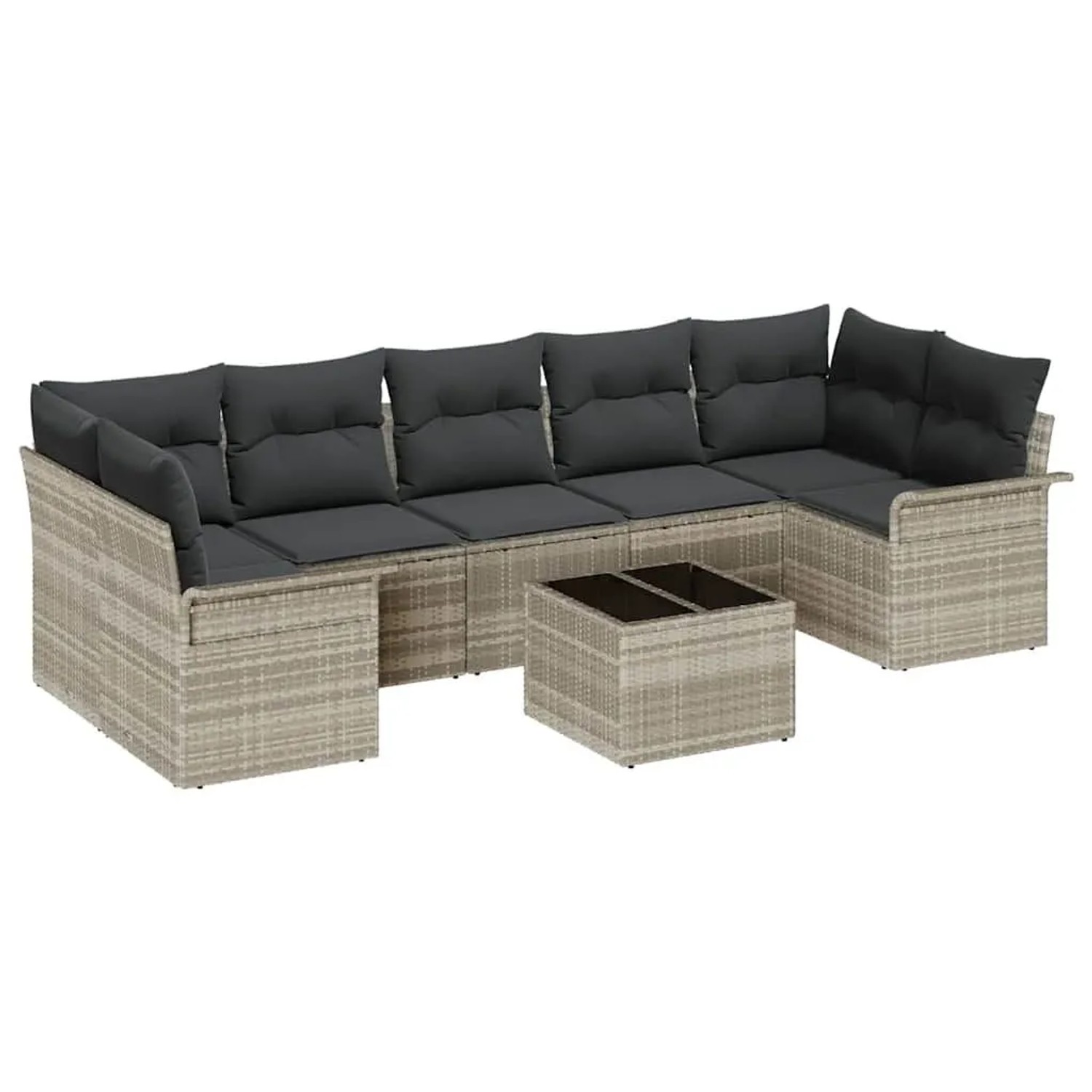 vidaXL Gartensofa-set 8-Tlg Hellgrau und Dunkelgrau Poly-Rattan 3353951 günstig online kaufen