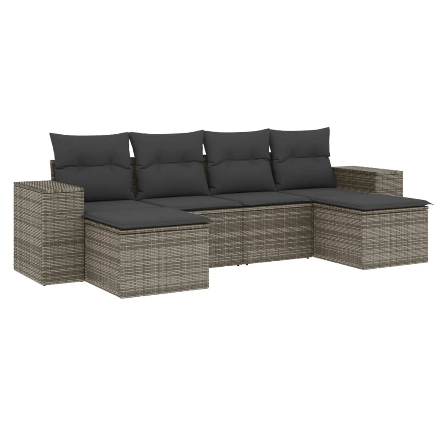 vidaXL 6-Tlg Garten-Sofagarnitur mit Kissen Grau Poly Rattan 3222919 günstig online kaufen