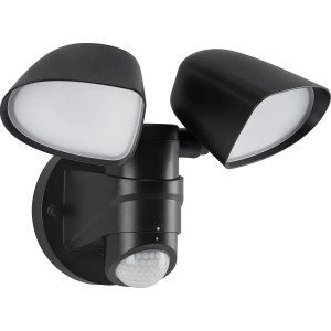 Telefunken LED-Außenstrahler mit Bewegungsmelder, 2-flammig, 1000lm, Schwarz.