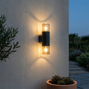 QAZQA Moderne Außenwandleuchte Schwarz 2-flammig IP44 Odense