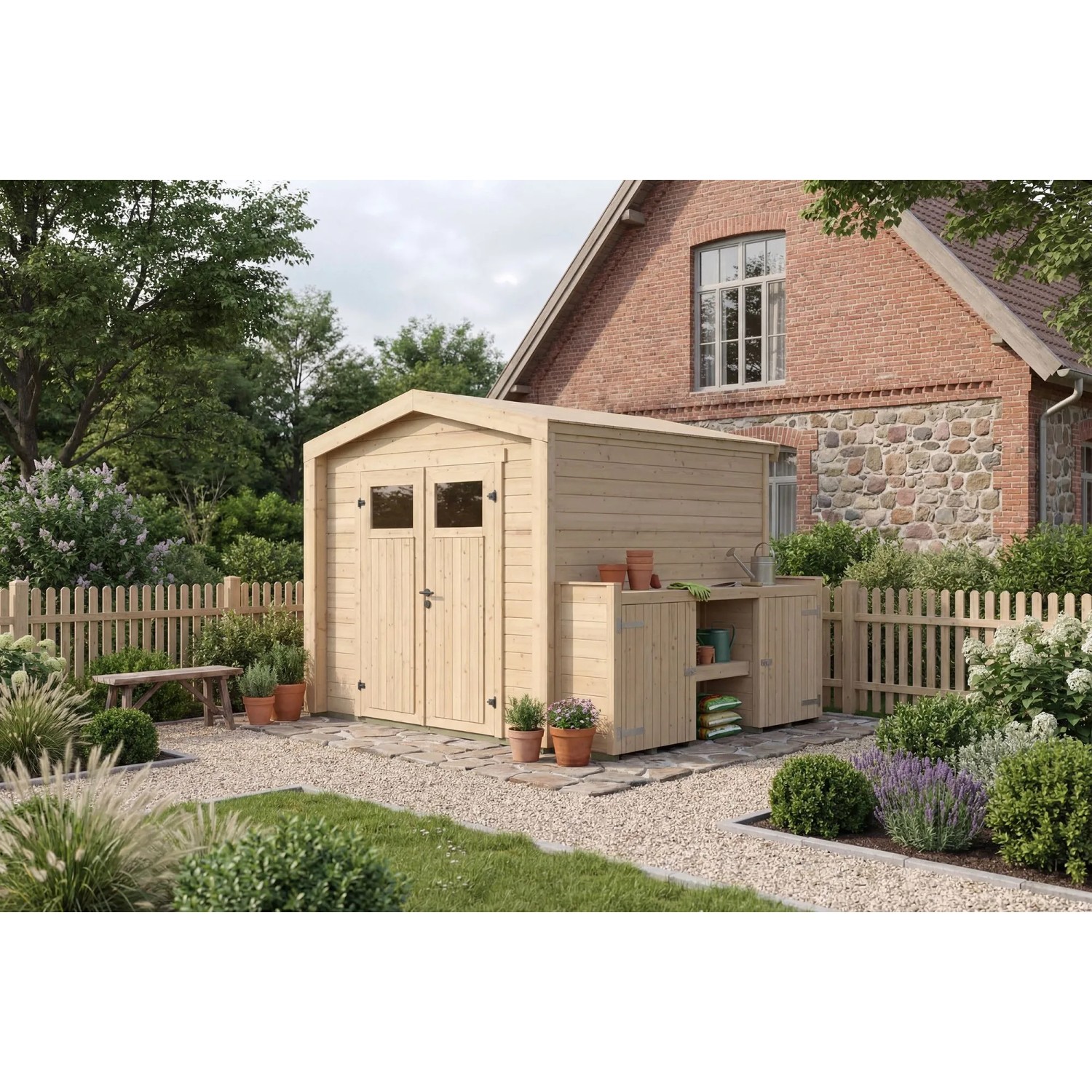 Weka Holz-Gartenhaus Killarney Satteldach Natur Unbehandelt 307 cm x 263 cm