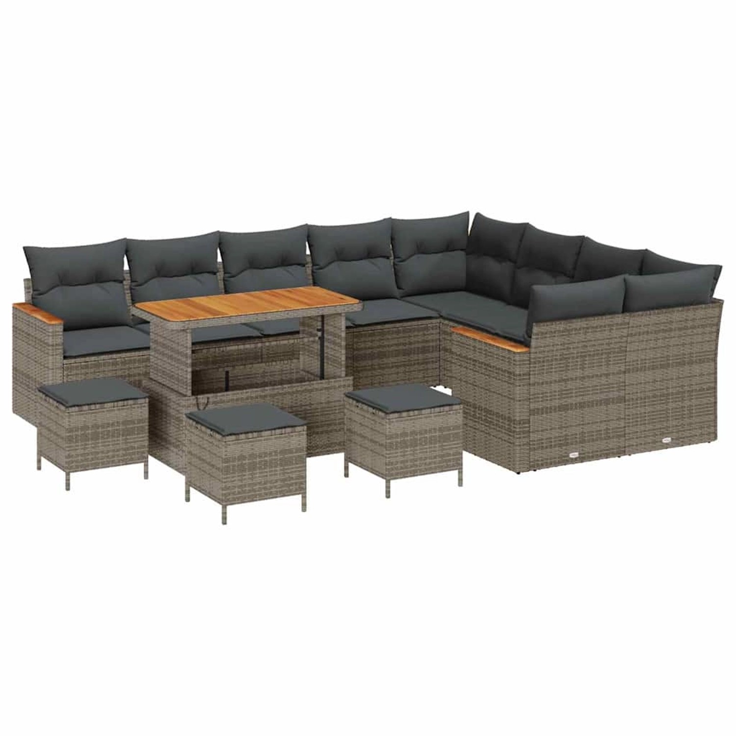 vidaXL Garten-Sofa-Set mit Kissen 13-Tlg Grau Poly Rattan 3363093 günstig online kaufen