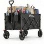 Sekey Bollerwagen, faltbar, 120L, 100KG, schwarz, beladen mit Einkäufen. Ideal für Camping & Freizeit.