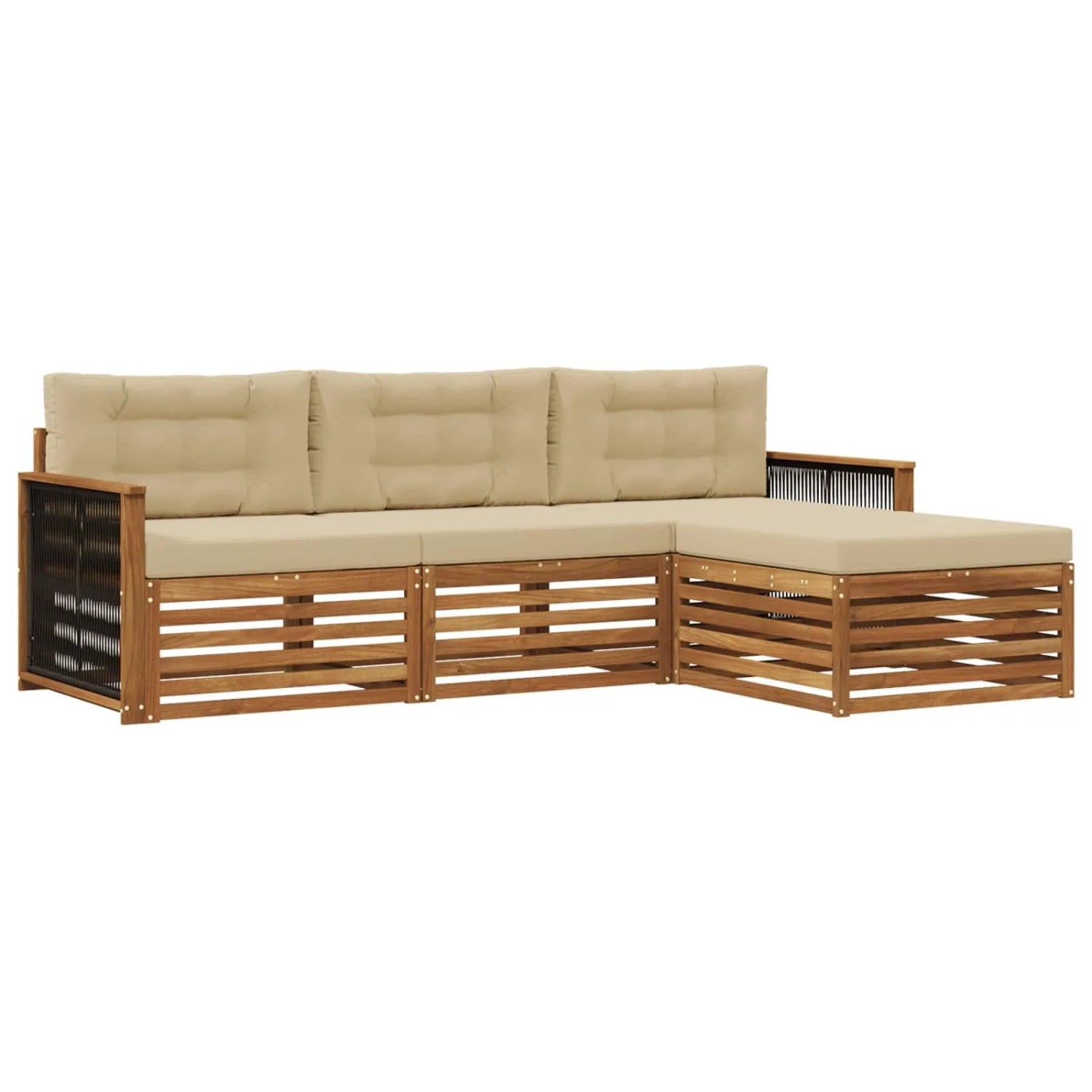 vidaXL Outdoor-Sofagarnitur Natur und Beige 249 x 162,5 x 73 cm 3383206