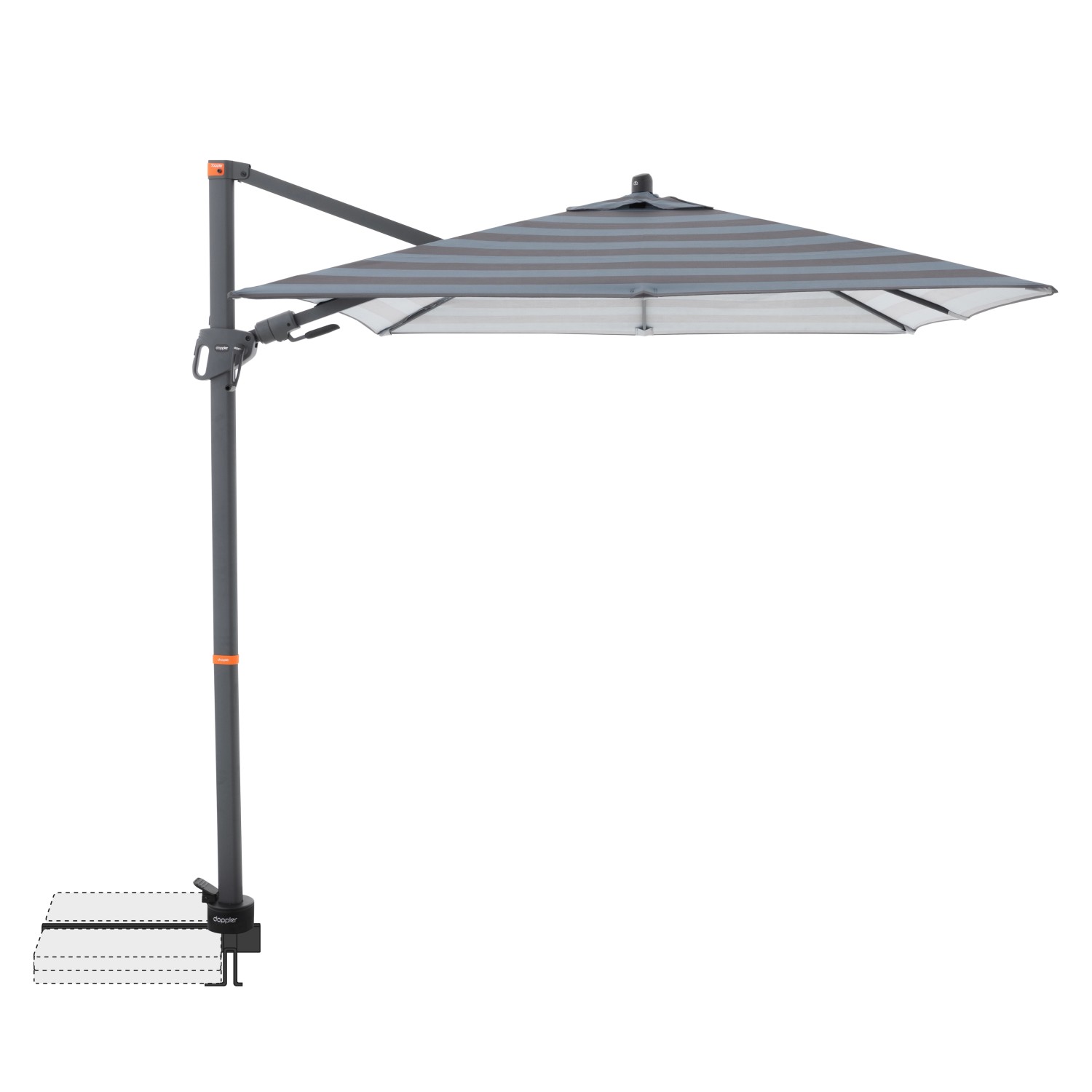 Doppler Pendelschirm myZone AX 210 cm x 210 cm Blockstreifen Blau-Grau 8-te günstig online kaufen