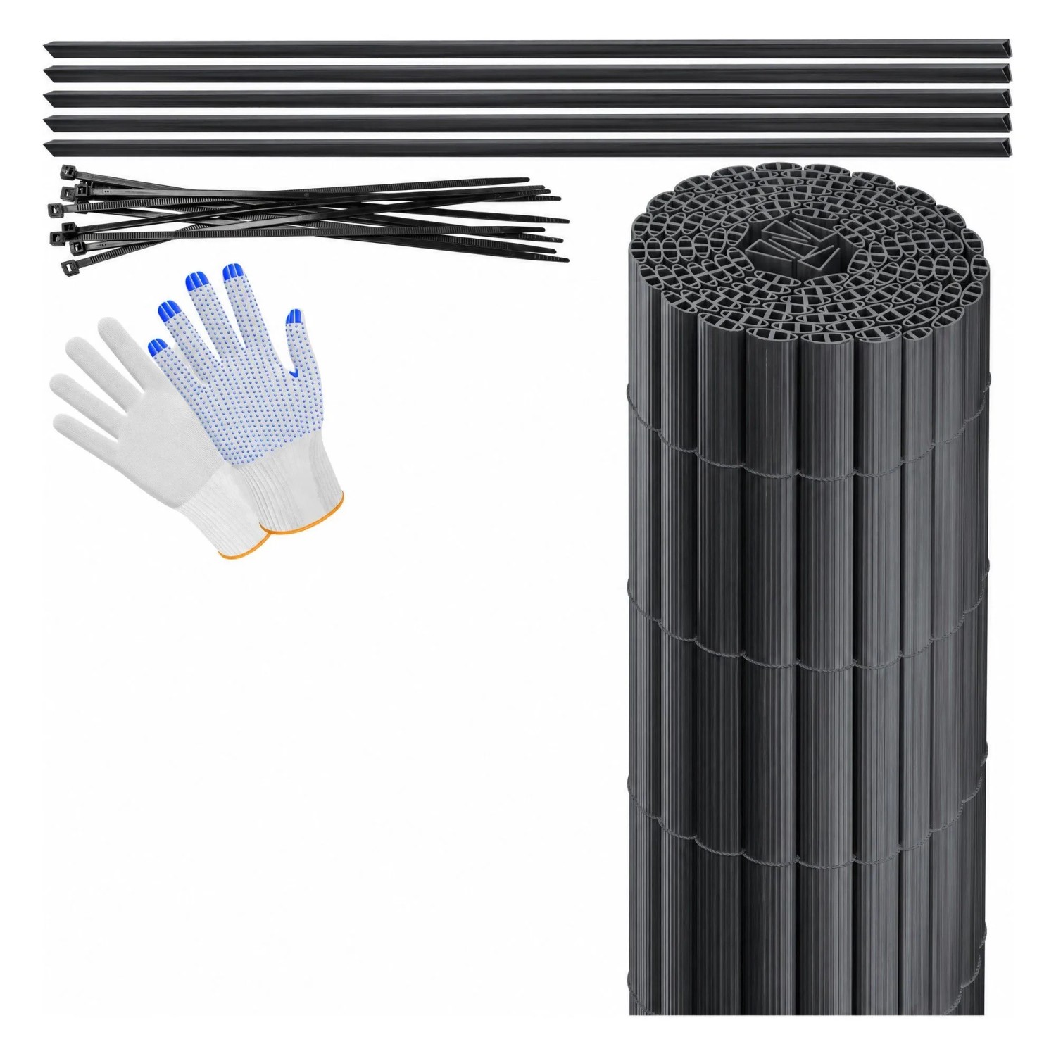 KESSER PVC Sichtschutzmatte Blickdicht Windfest 90 x 300 cm Schwarz
