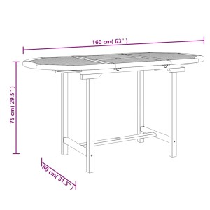 vidaXL Gartentisch, ausziehbar, 110-160x80x75 cm, Teakholz, ideal für Garten & Terrasse.