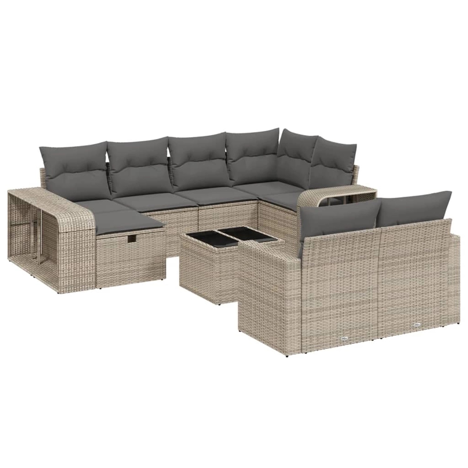 vidaXL 11-Tlg Garten-Sofagarnitur mit Kissen Grau Poly Rattan 3266250 günstig online kaufen