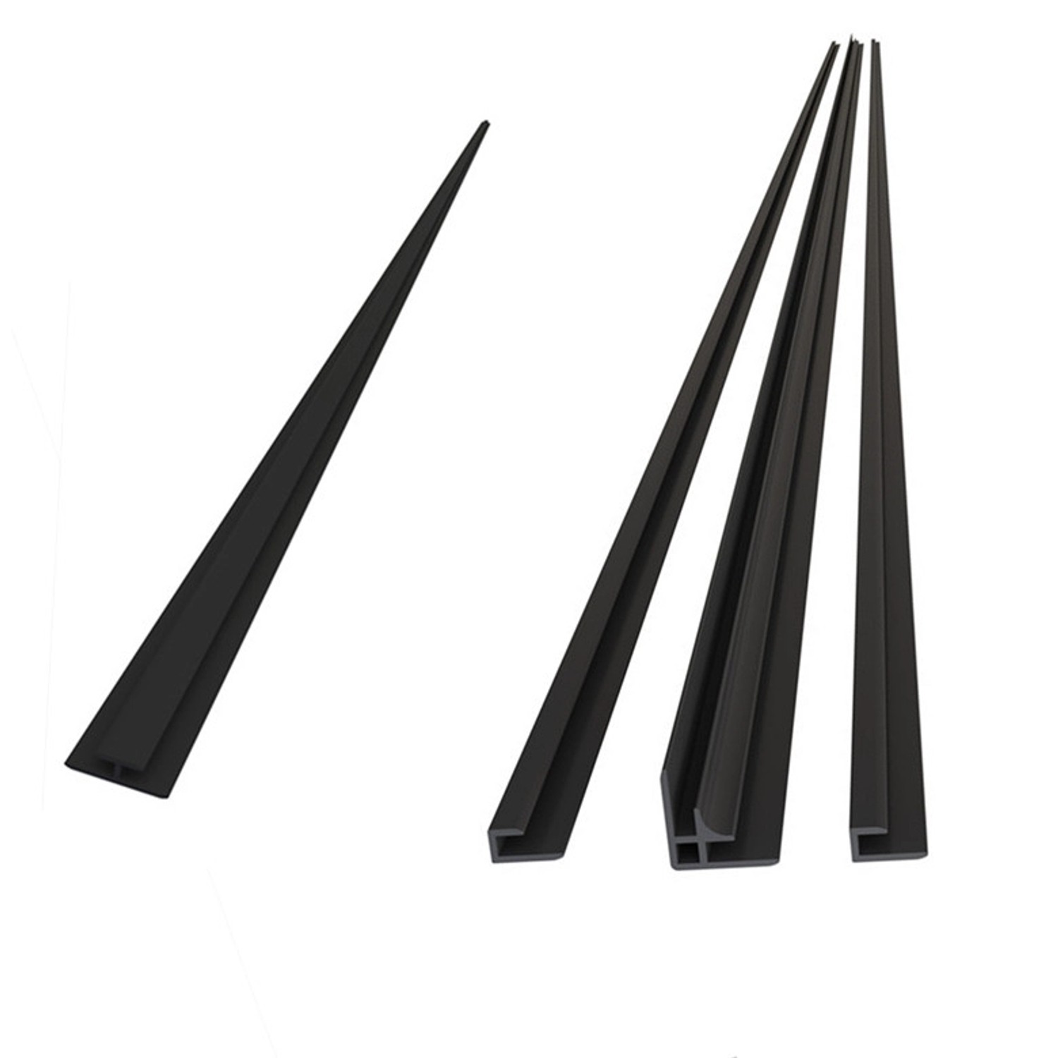 Duschparadies Dekowand Duschrückwand Zubehör Montage Aluminium Profile Montagezubehör 210cm Schwarz Profil ECKx1 Ux2 Hx1