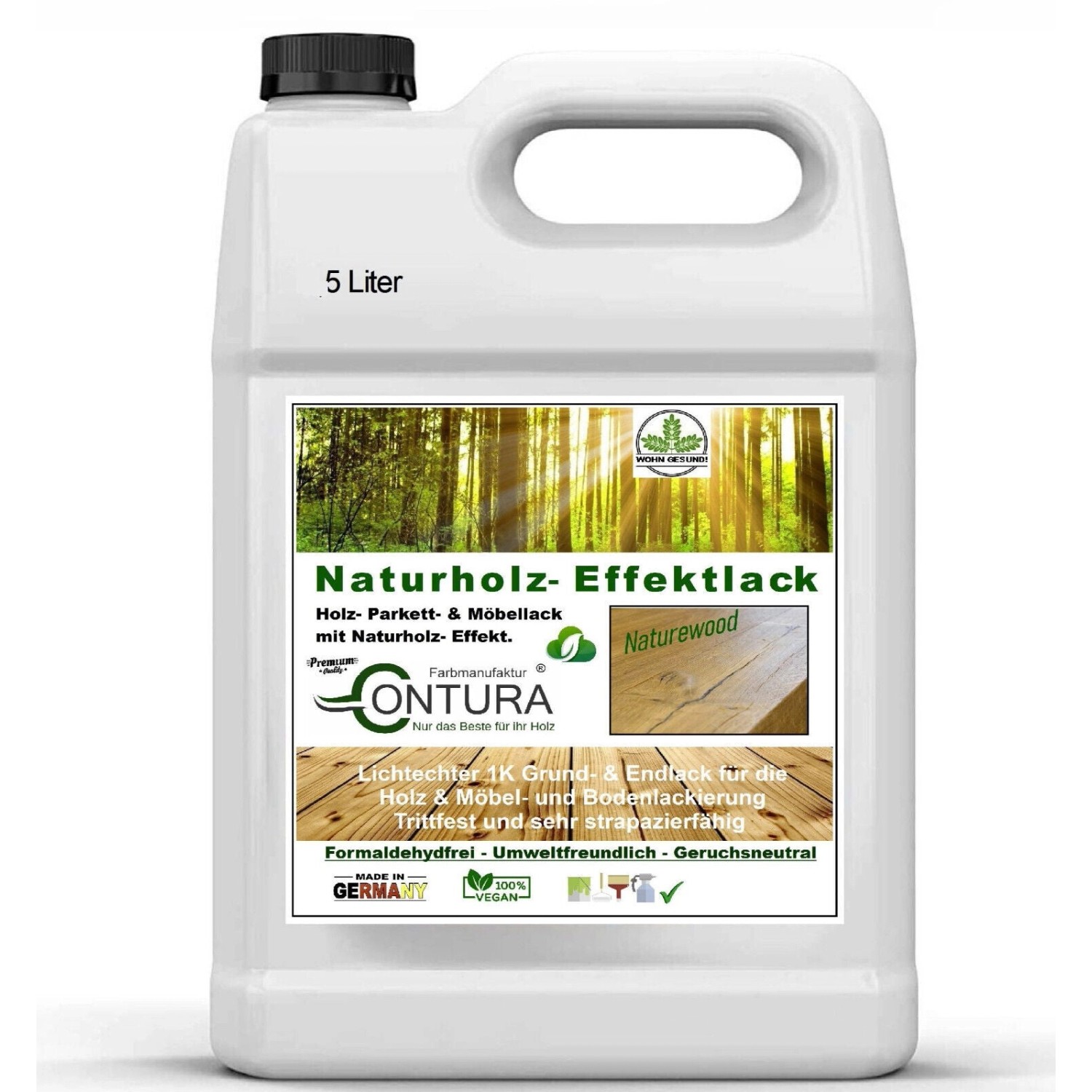 Contura Parkettlack Möbellack Holzlack Naturholzeffekt Lack Matt Naturholz Effektlack 5 Liter