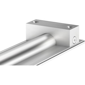 Stopper für Laufschiene einer Poolabdeckung, Detailansicht.