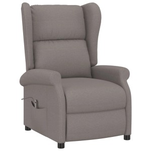 Elektrischer Relaxsessel in Taupe mit Ohren und Stoffbezug.