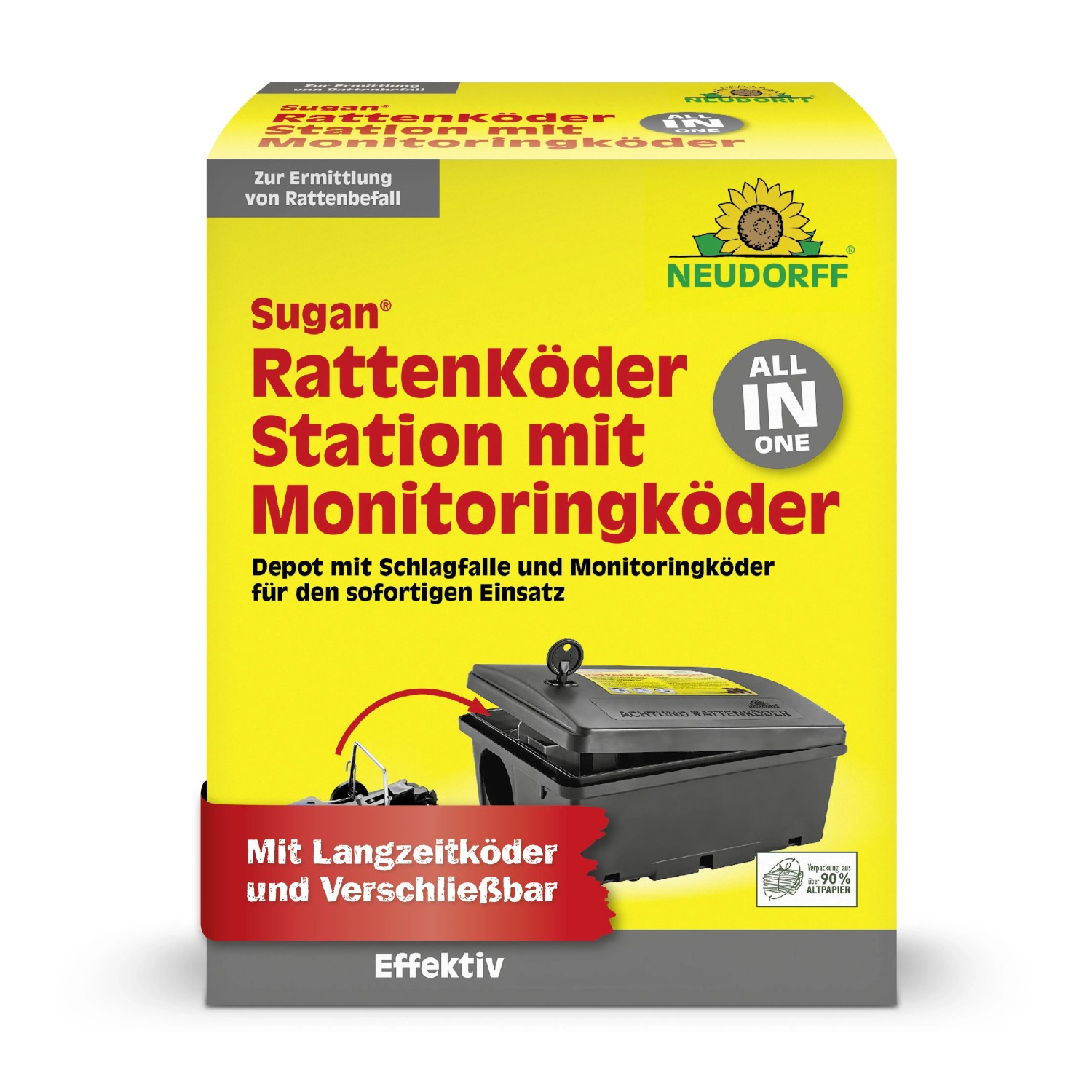 Neudorff Ratten-Köderstation mit Monitoringköder Sugan, Komplettset zur Rattenbekämpfung.