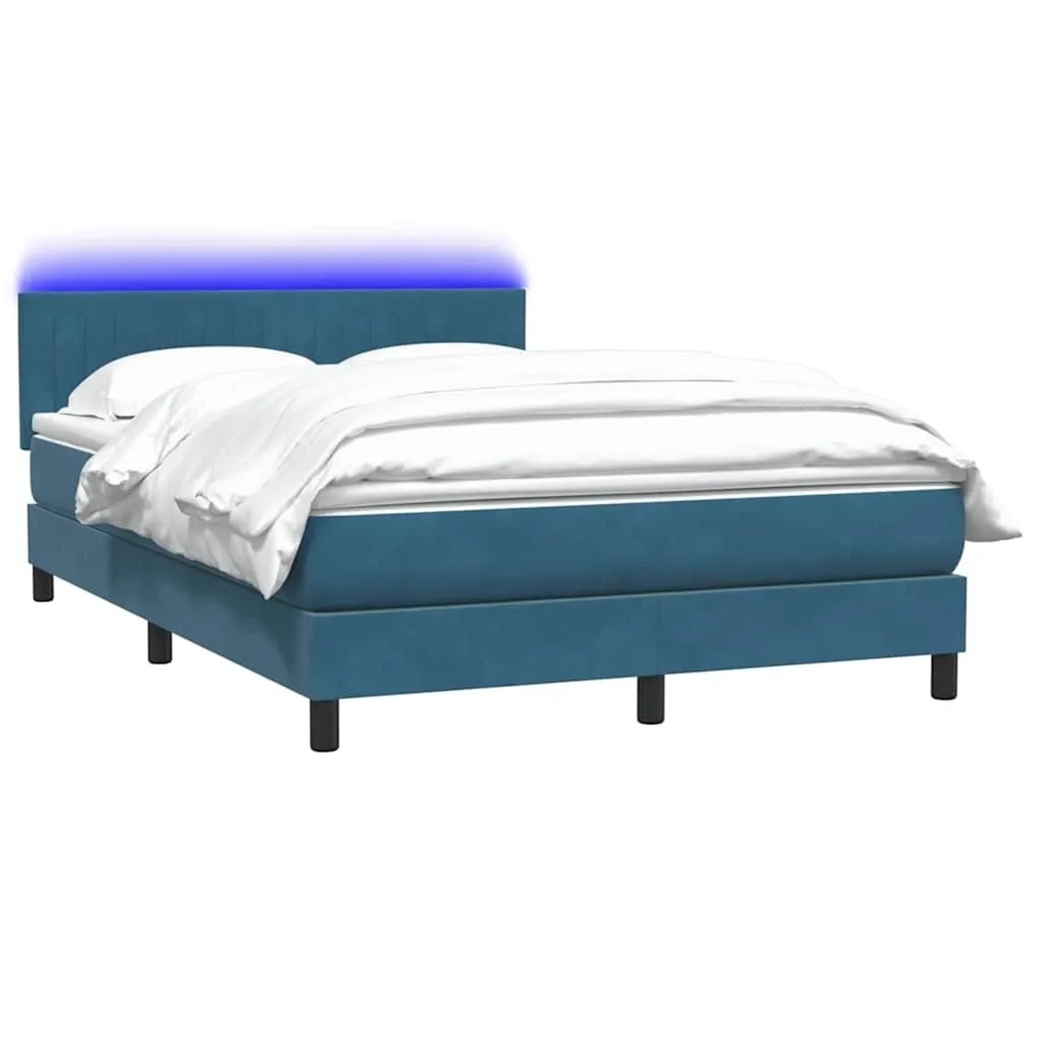 vidaXL Boxspringbett mit Matratze & LED Dunkelblau 160x210 cm Samt 3317083 günstig online kaufen