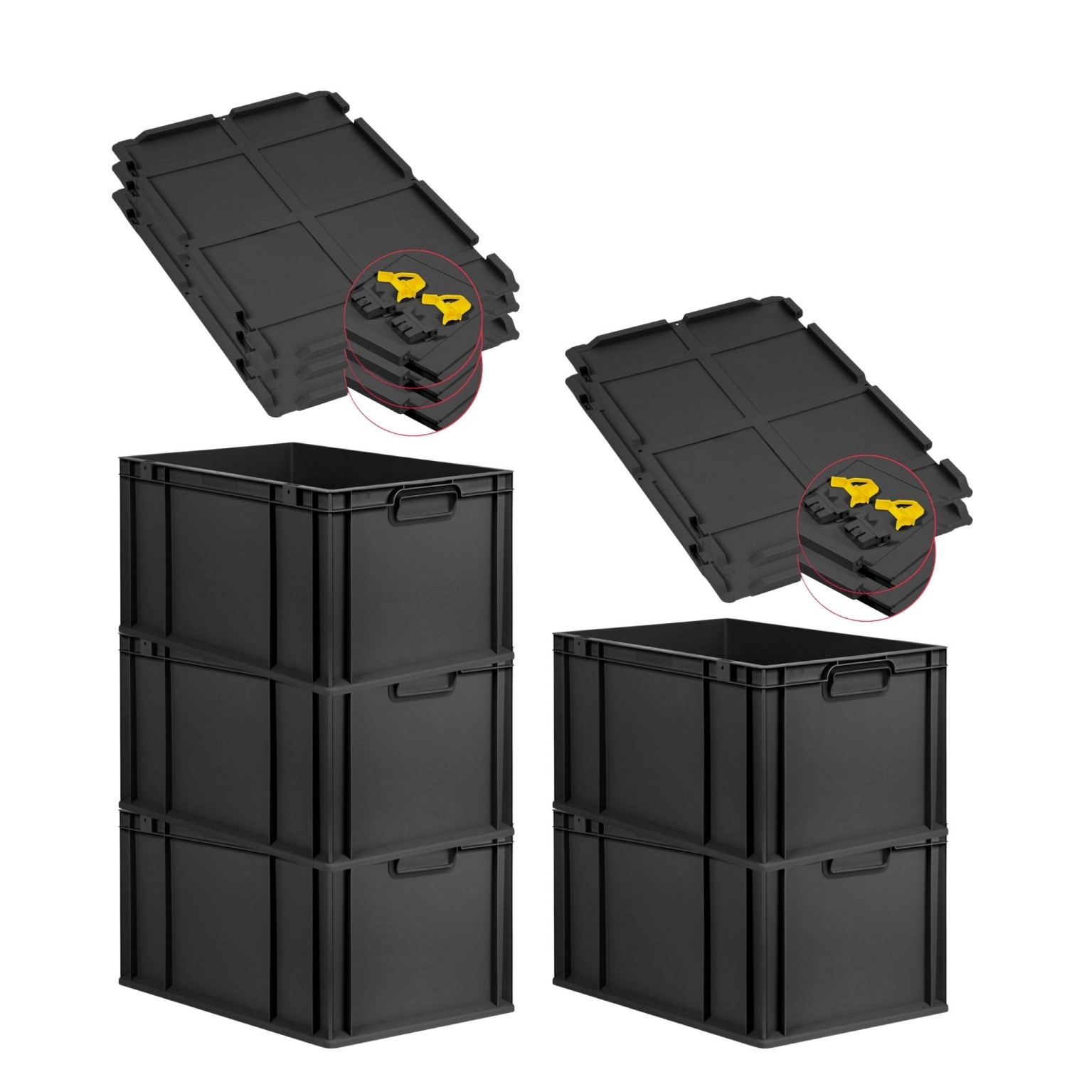 PROREGAL SuperSparSet 5x Eurobox Nextgen Grip Mit Scharnierdeckel Und Gelbe günstig online kaufen