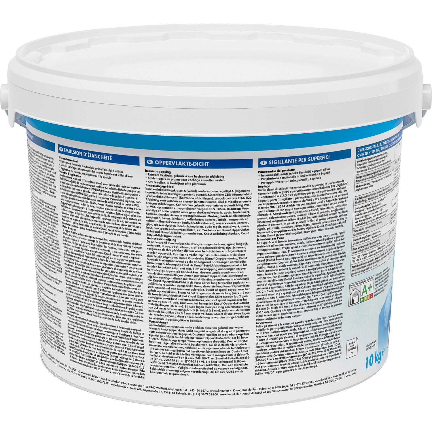 Eimer Knauf Flächendicht, 10 kg, für Fliesenzubehör und Abdichtung im Innenbereich.