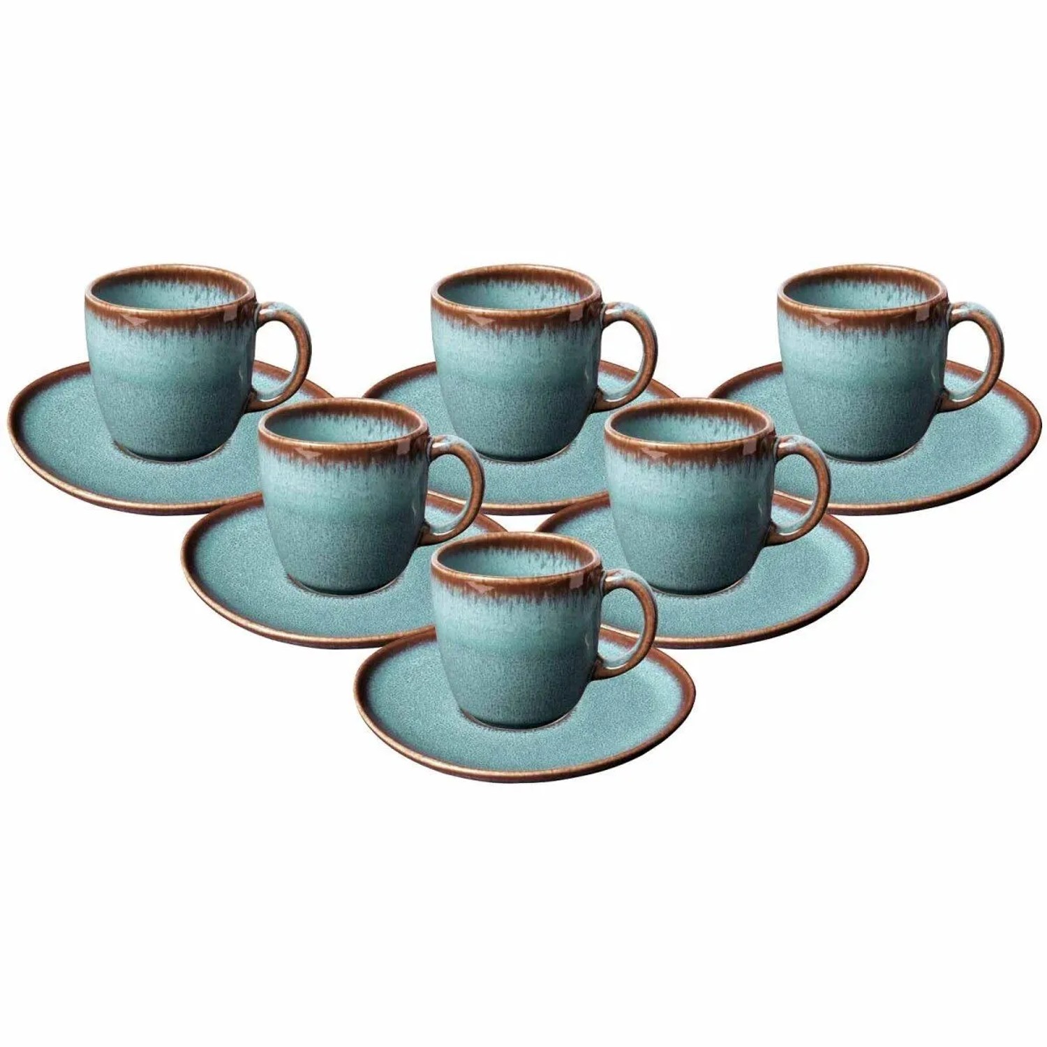 like. by Villeroy & Boch Lave Kaffeetassen mit Untertassen 190 ml 6er Set Glacé