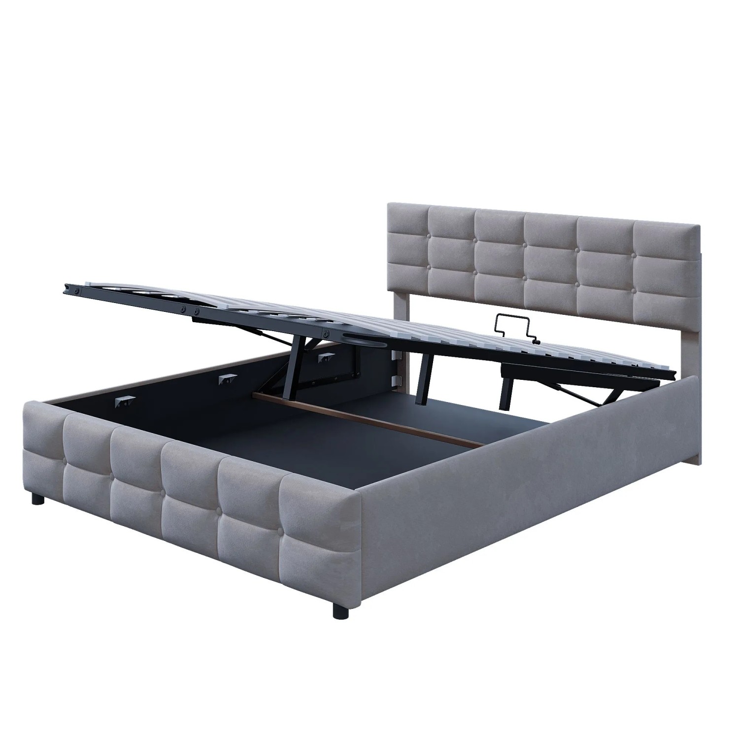 okwish Polsterbett 180x200cm mit Hydraulik Schlafzimmer Grau ohne Matratze