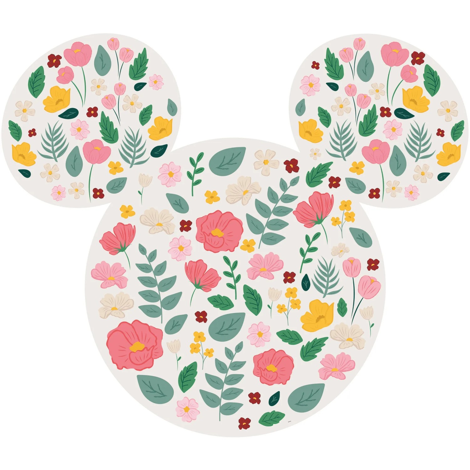 Komar Vliestapete Mickey Head Wildflowers, glatt, bedruckt, Comic, Retro, (1 St), 127 x 127 cm (Breite x Höhe)
