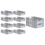 PROREGAL Spar Set: 10 graue Euroboxen mit Deckel, 34L, für Lagerung und Transport.