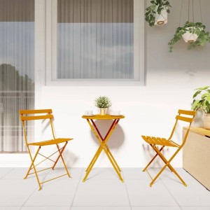 vidaXL Garten Klappstuhl 2 Stk Senf 42 x 46 x 82cm Stahl 42002957