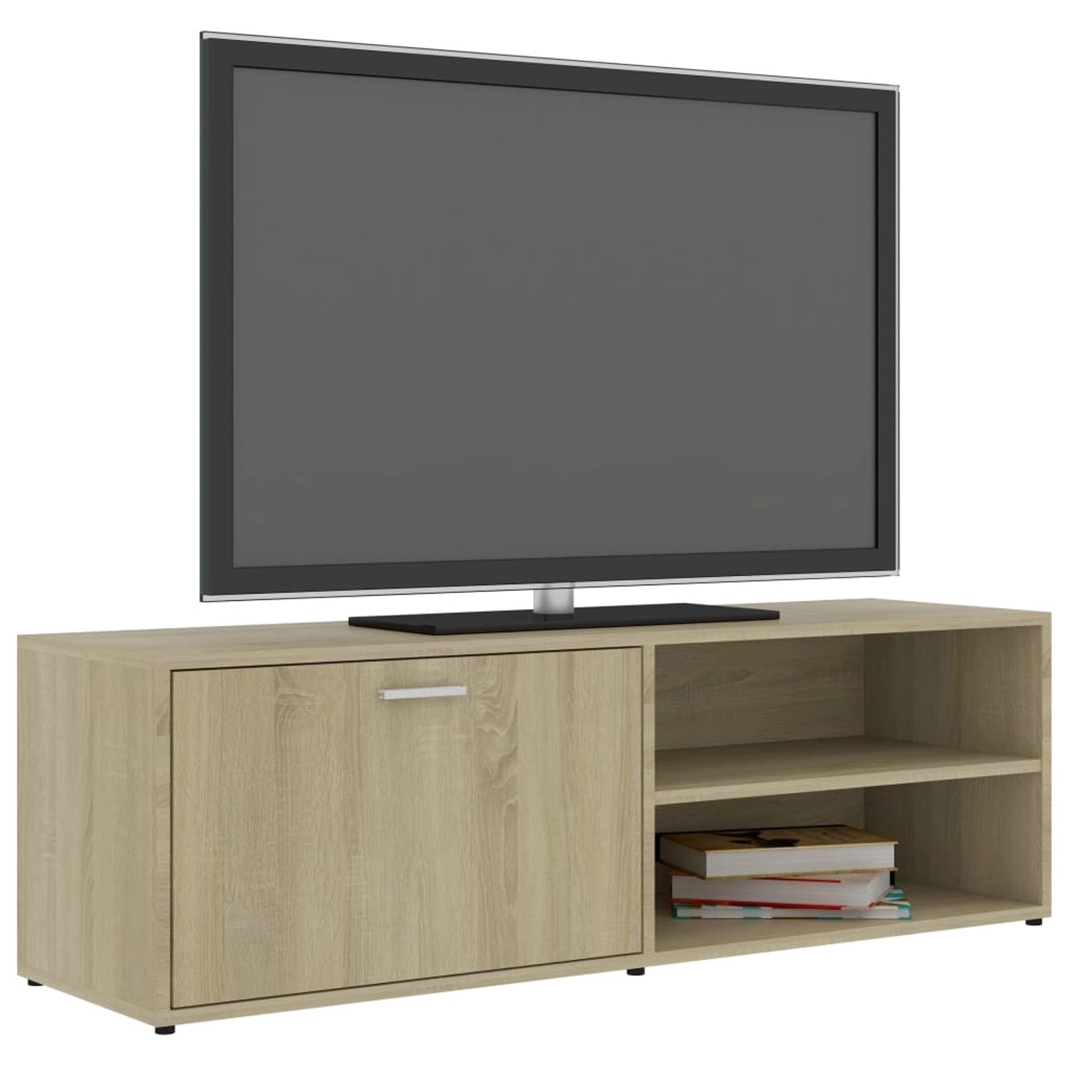 VidaXL TV-Schrank Sonoma-Eiche, 120 cm breit, mit Tür und offenen Fächern.