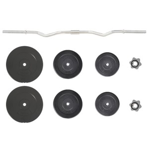 vidaXL Curlstange mit Gewichten, 60 kg, für Sport & Fitness. Inkl. Hantelstange, Gewichtsscheiben und Sternverschlüsse.