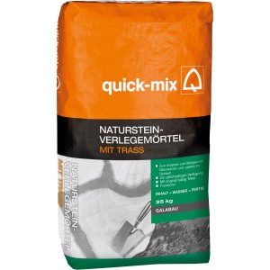 Sack Quick-Mix Naturstein-Verlegemörtel 25 kg mit Trass-Zusatz für Natursteine und -platten.