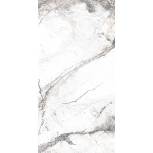 Weiße-graue United Tile Bodenfliese Marble Riva Gold Feinsteinzeug in Marmor-Optik, glasiert poliert, 60x120 cm.