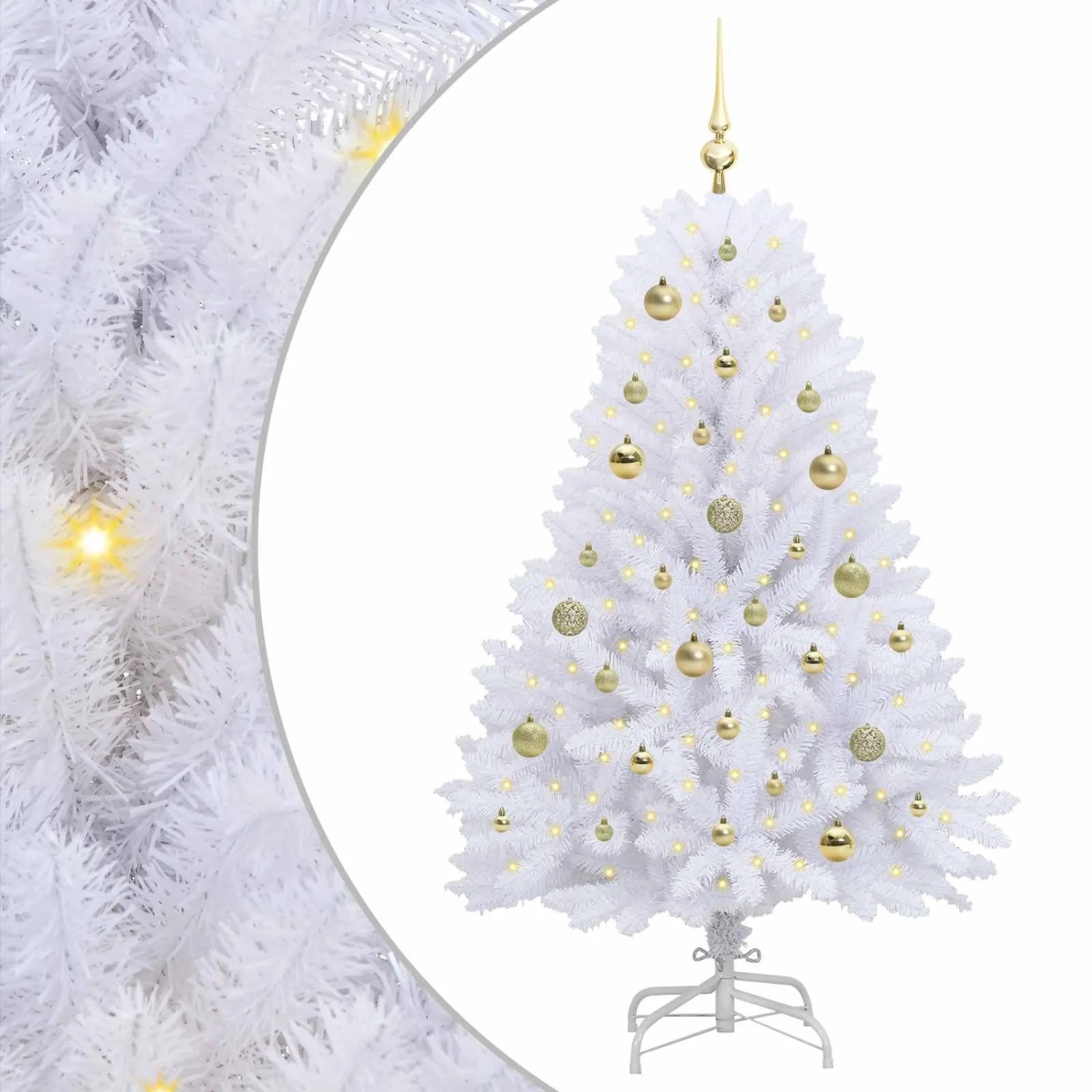 vidaXL Künstlicher Klappbarer Weihnachtsbaum Weiß 150 cm PVC und Stahl 3426589