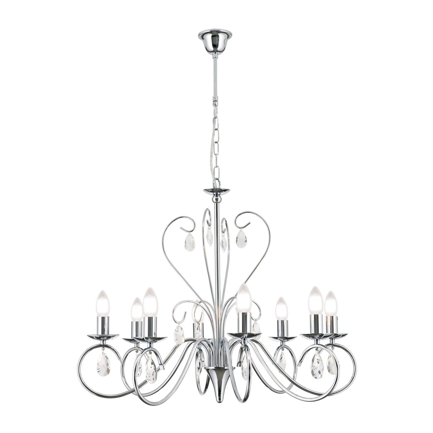 Orion Leuchten Kristall Kronleuchter Alessia 68 cm x 58 cm 8 x E14 Chrom günstig online kaufen