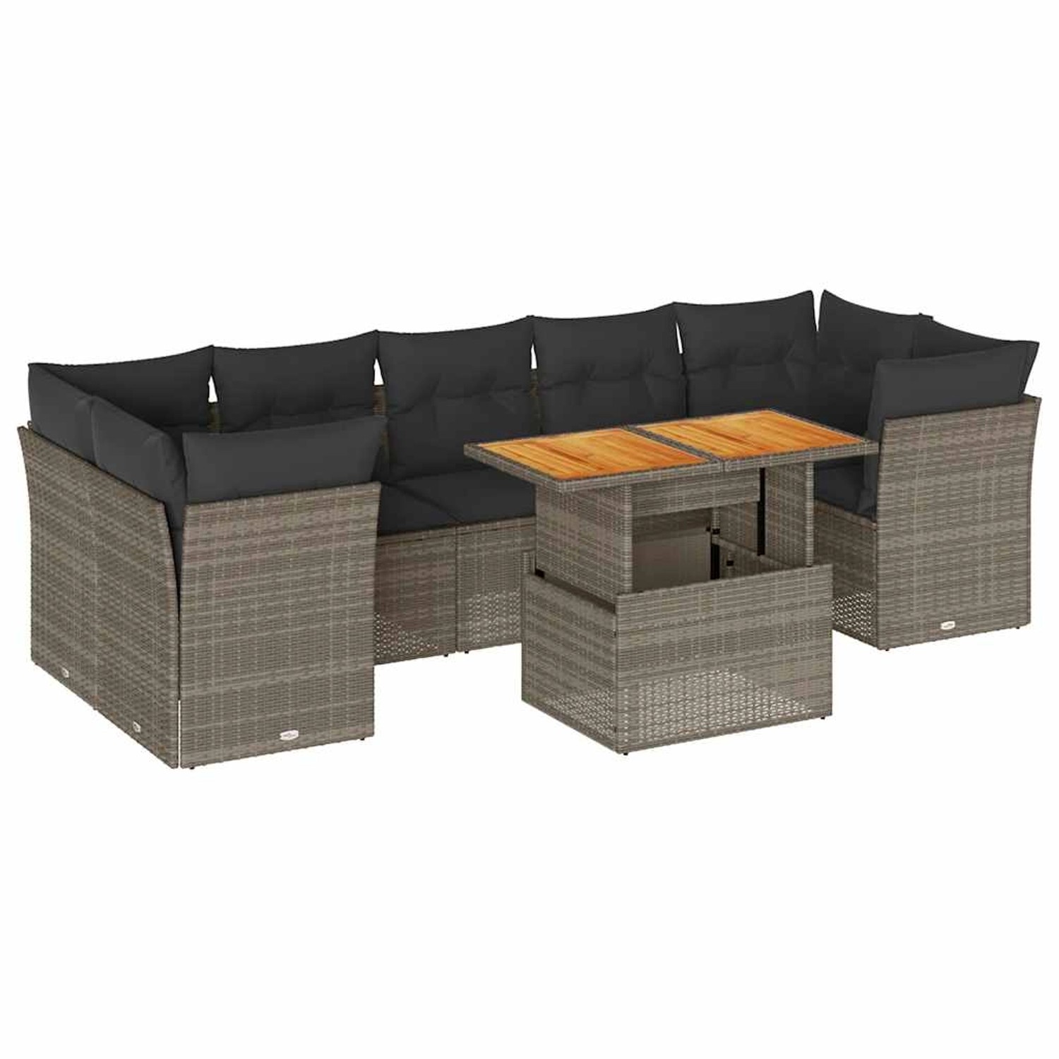 vidaXL 8-Tlg Garten-Sofagarnitur mit Kissen Grau Poly Rattan 3326902 günstig online kaufen