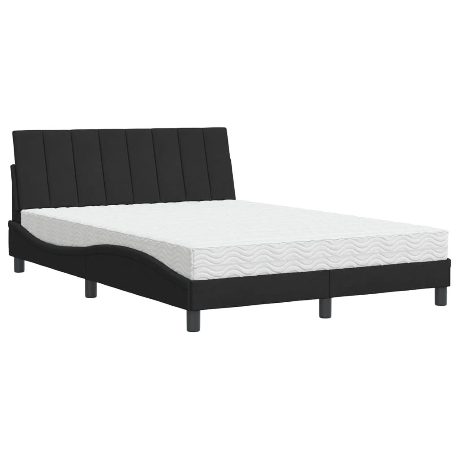 vidaXL Bett mit Matratze Schwarz 140x190 cm Samt2009579