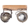 Brilliant Spot Carmen: 2-flammiger Deckenstrahler aus Holz und Metall in Burned Steel Optik.