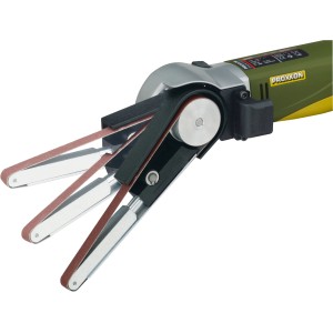 Proxxon Bandschleifer BS/E mit Schleifbändern Korn 80 und 180 für Miniaturwerkzeuge.