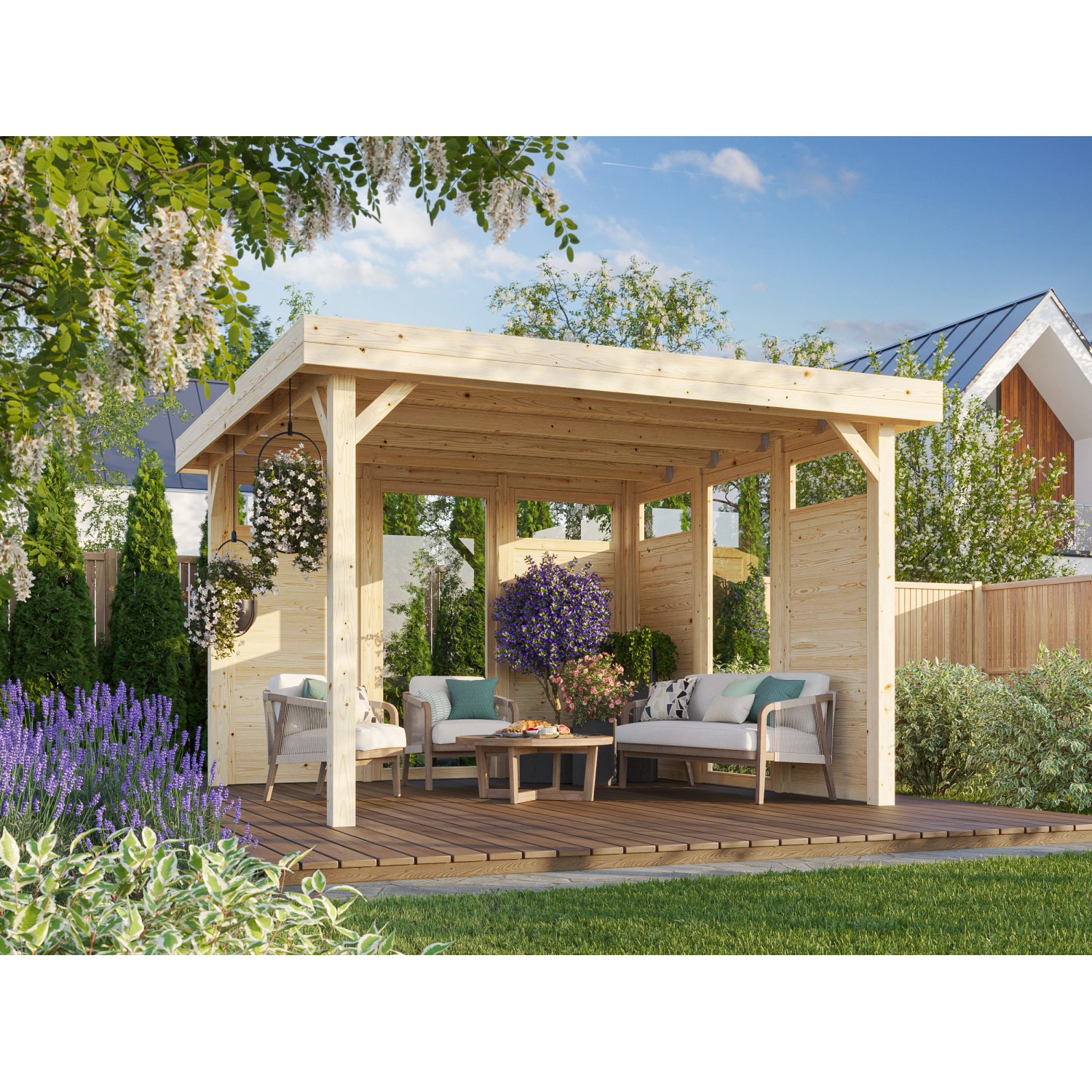 Palmako Pavillon Lucy 349 x 349 cm Lackiert Weiß FSC® günstig online kaufen