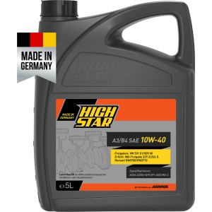 High Star A3/B4 SAE 10W-40 Motoröl, 5 Liter Kanister für PKW und Kleintransporter.